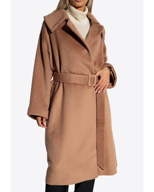 Emporio Armani Brown Belted Long-Sleeved Wool Coat