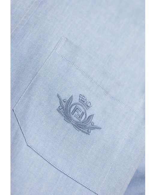 Fendi Blue Short Sleeve Shirts for men