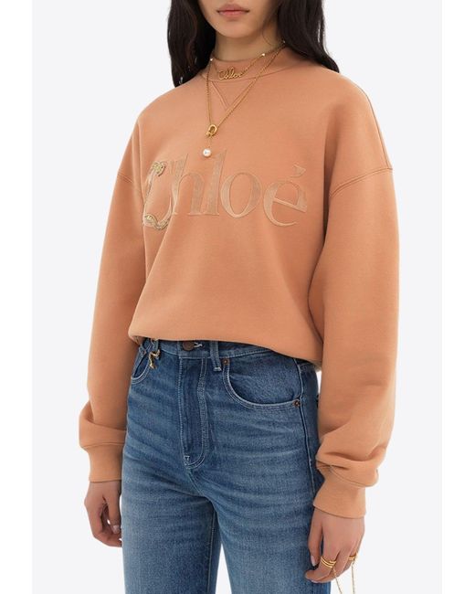 Chloé Blue Generous Logo Print Sweatshirt