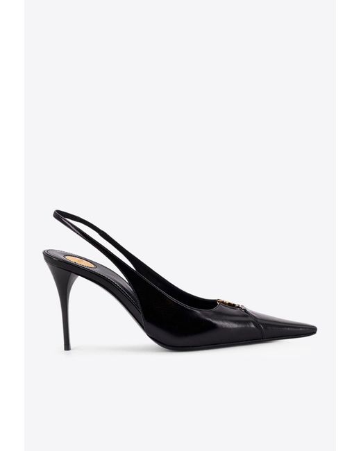 Saint Laurent Babylone 80 Leather Slingback Heels in Black