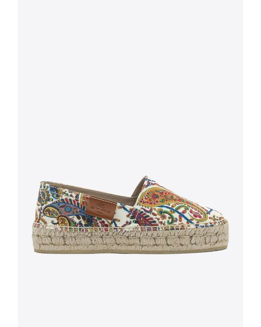 Etro White Paisley Patterned Espadrilles