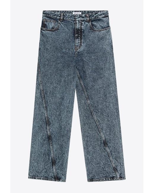 Alaïa Blue Washed Straight-Leg Jeans