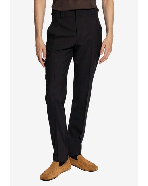 Versace Black Tapered Wool Pants for men