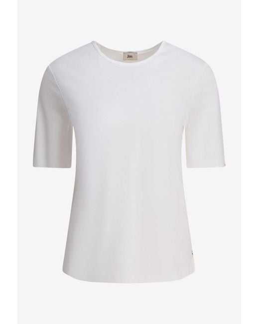 Herno White Solid Crewneck Top