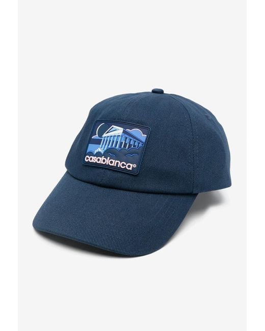 Casablanca Blue Greek Temple Patch Baseball Cap for men