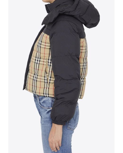 Burberry Reversible Cropped Down Jacket in Blue Lyst