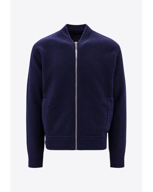 Givenchy Blue Wool Zip-Up Bomber Jacket for men