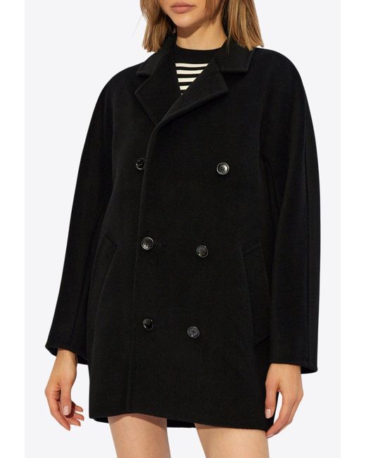 Max Mara Black Rebus Wool-Blend Short Coat