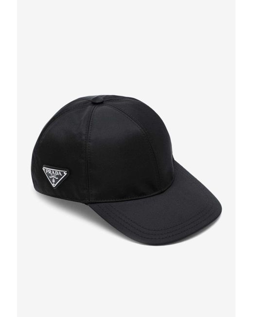Prada Black Logo Appliqué Baseball Cap for men