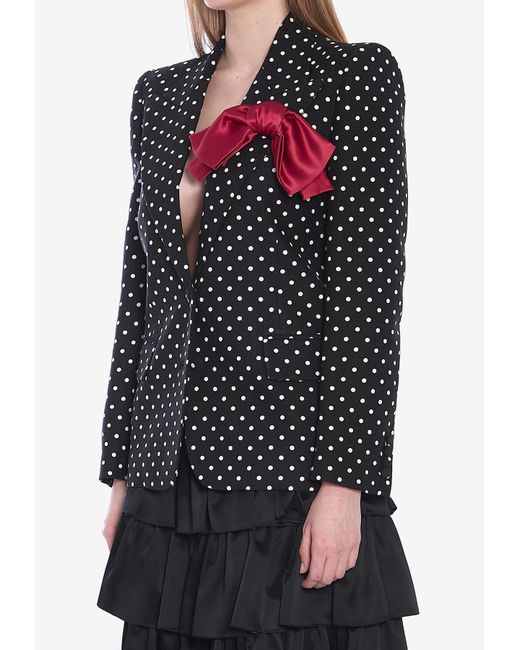 Valentino Black Supergran Polka Dots Blazer With Bow