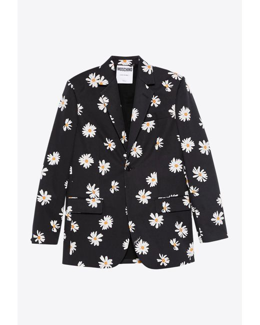 Moschino Black All-Over Daisy Print Blazer
