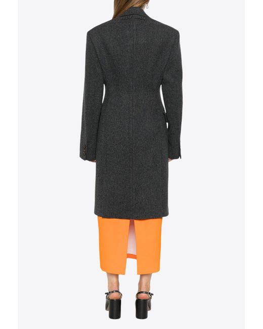 Miu Miu Black Single-Breasted Wool Coat