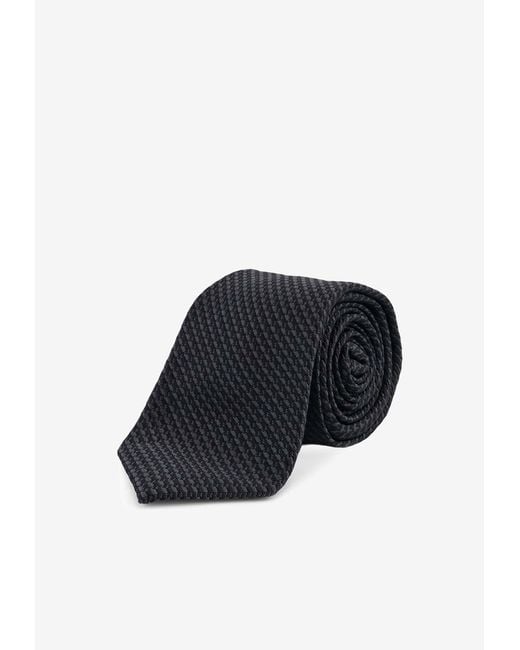 Kiton Blue Micro Pattern Silk Tie for men