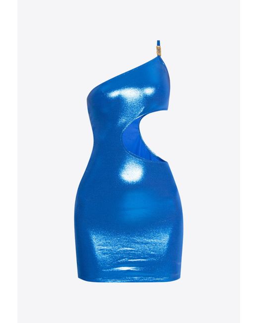 Moschino Blue Lamé Cut-Out Mini Beach Dress