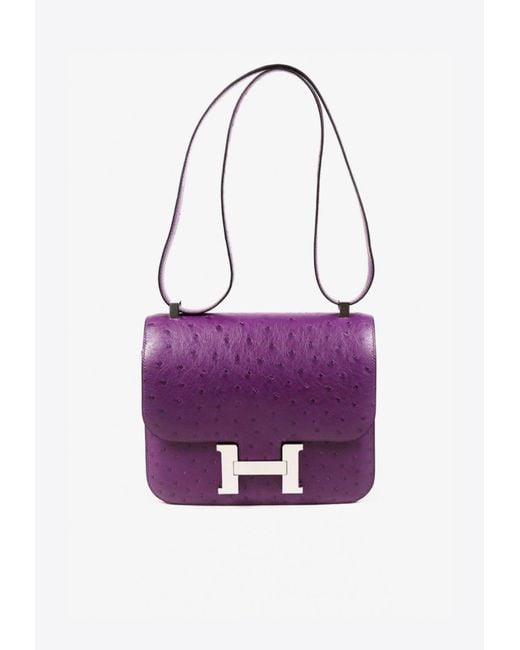 Hermès Purple Constance Iii 24 Shoulder Bag In Violine Ostrich Leather