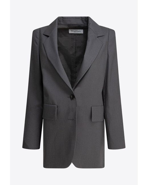 Max Mara Black Ebridi Single-Breasted Wool Blazer