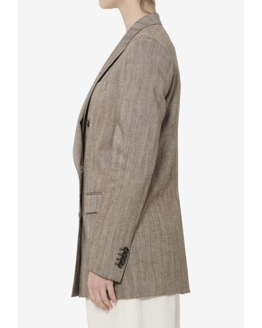 Tagliatore Gray Double-Breasted Buttoned Blazer