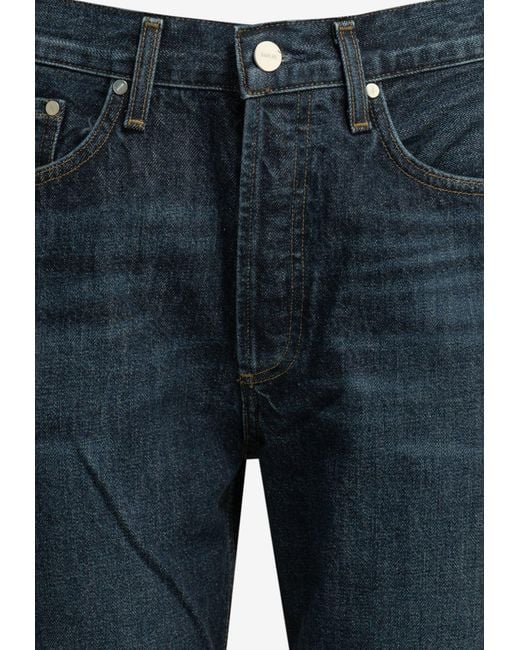 Agolde Blue Logo Patch Straight-Leg Jeans