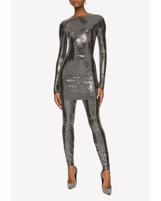 Dolce & Gabbana Metallic Sequin Embellished Mini Dress
