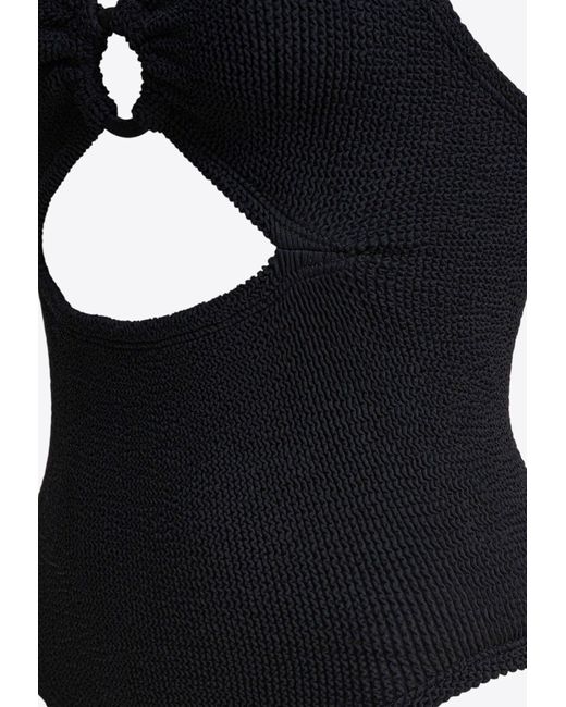 Hunza G Black Crystal Cut-Out One-Piece Swimsuit