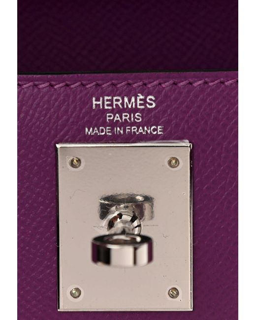Hermes Kelly 28 Anemone Evercolor Palladium Hardware
