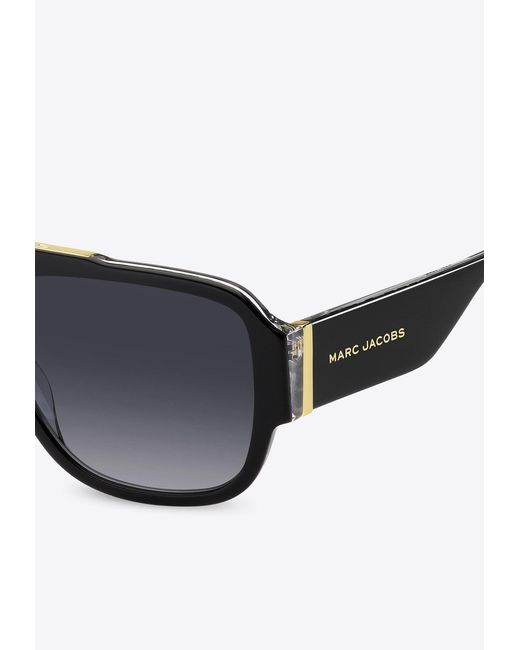 Marc Jacobs Black Logo-Print Square-Framed Sunglasses for men