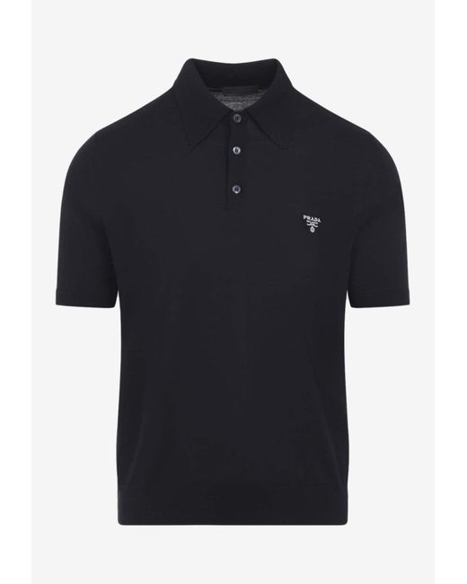 Prada Black Knit Polo for men
