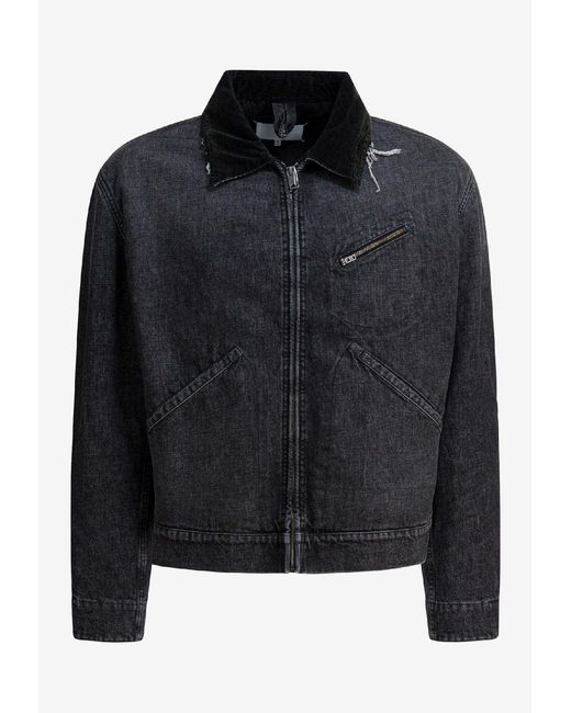 Maison Margiela Black Zip-Up Denim Jacket for men