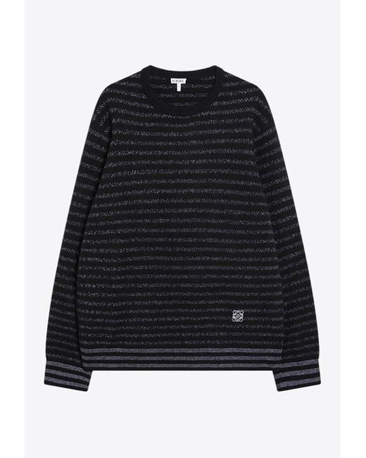 Loewe Black Anagram Striped Wool Sweater for men