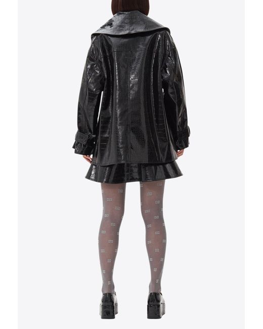 コート Ganni Black Synthetic Leather Coat Ganni Future Coated Faux Leather Jacket in Black | Lyst