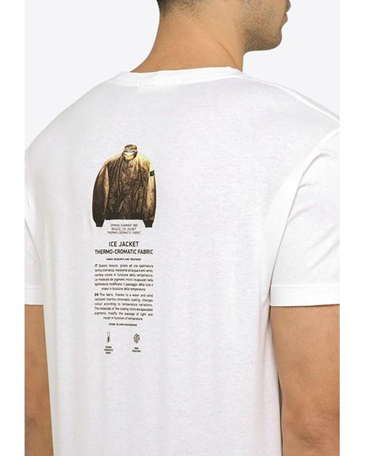 Stone Island White Archivio Project Crewneck T-Shirt for men
