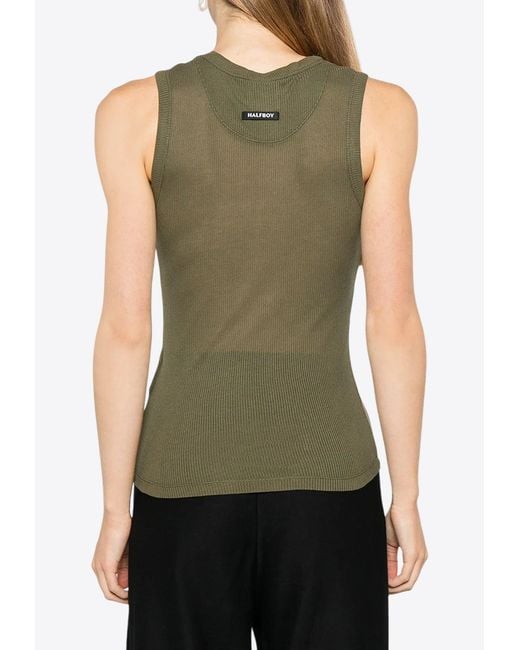 Halfboy Green Logo Patch Crewneck Tank Top