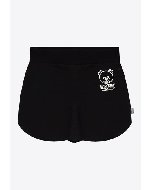 Moschino Black Teddy Bear Print Mini Shorts