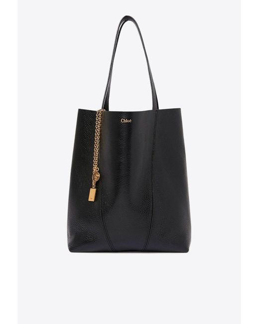 Chloé Black Spin Grained Leather Tote Bag