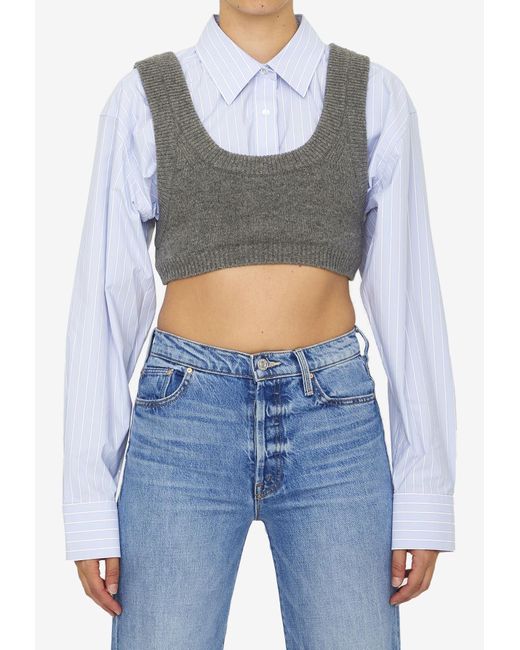 Alexander Wang Blue Layered Shirt With Knitted Top
