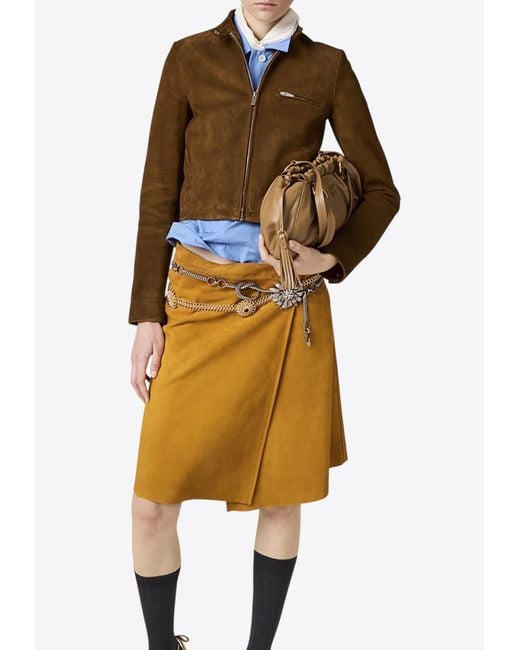 Miu Miu Yellow Suede Zip-Up Jacket
