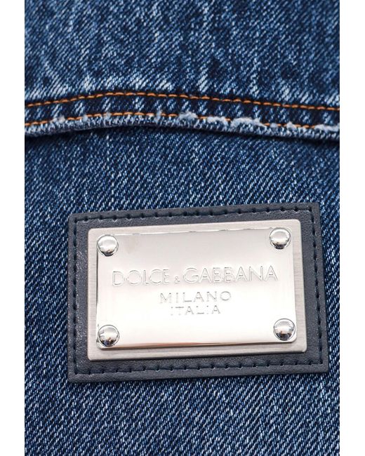 Dolce & Gabbana Blue Logo Plate Denim Jacket for men