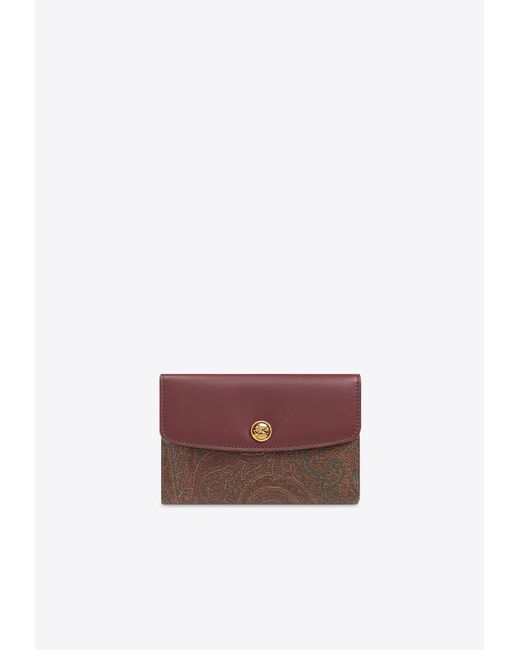 Etro Red Essential Paisley Jacquard Leather Wallet