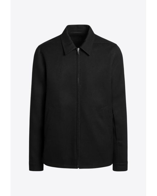 Rick Owens Black Brad Zip-Up Shirt Jacket With Strap for men