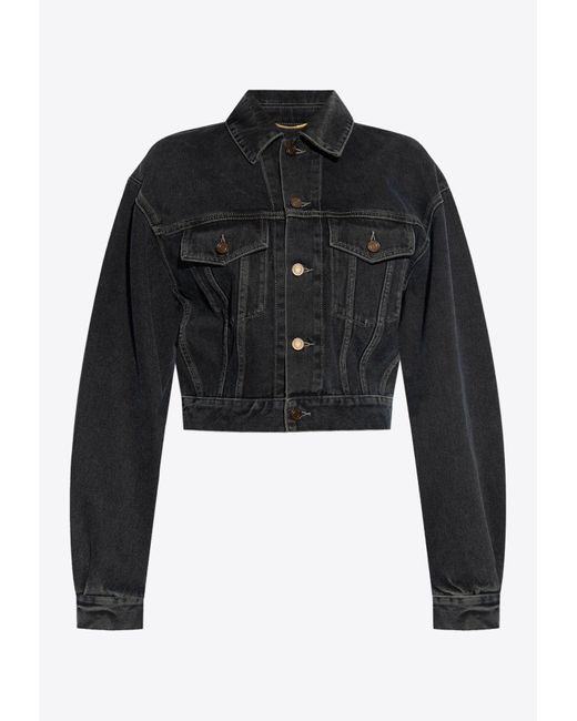 Saint Laurent Black 80'S Cropped Denim Jacket