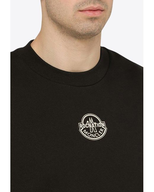 MONCLER X ROC NATION Black Logo Print Oversized Sweatshirt for men