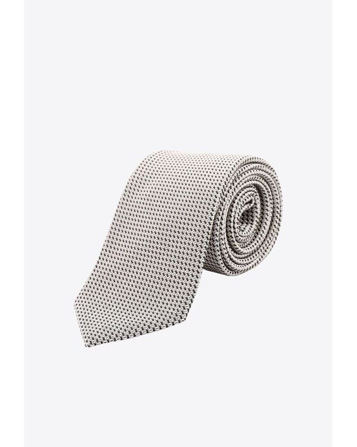 Tom Ford White Geometric Pattern Silk Tie for men