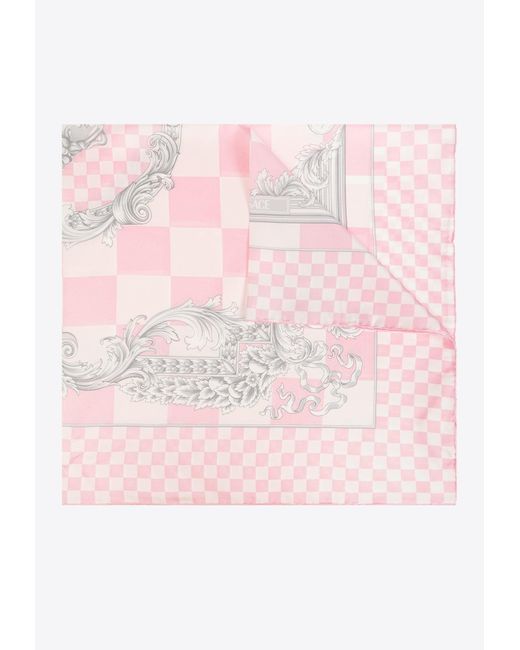 Versace Pink Medusa Contrasto Checkered Foulard for men