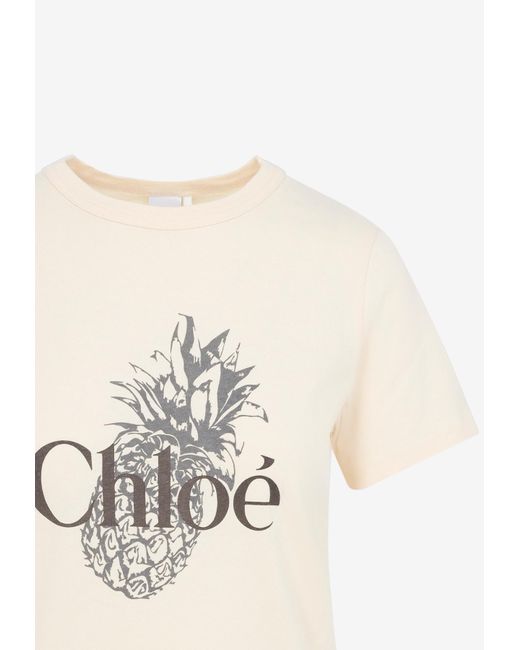 Chloé Natural Logo-Printed Crewneck T-Shirt