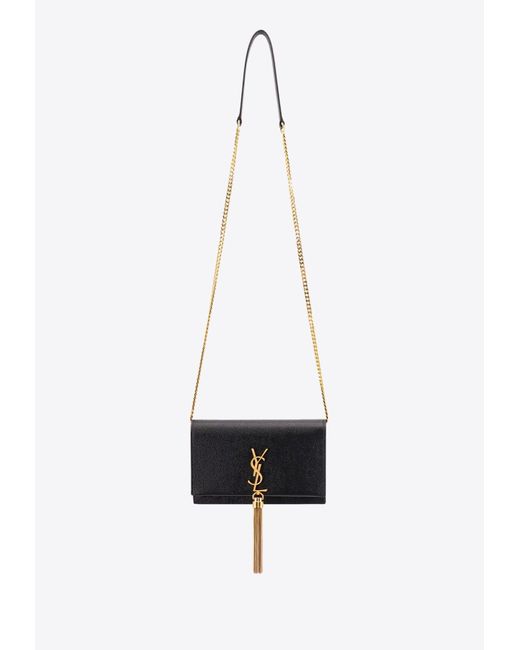 Saint Laurent White Kate Leather Wallet On Chain