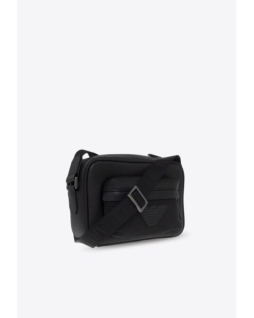 Emporio Armani Black Sustainable Logoed Messenger Bag for men