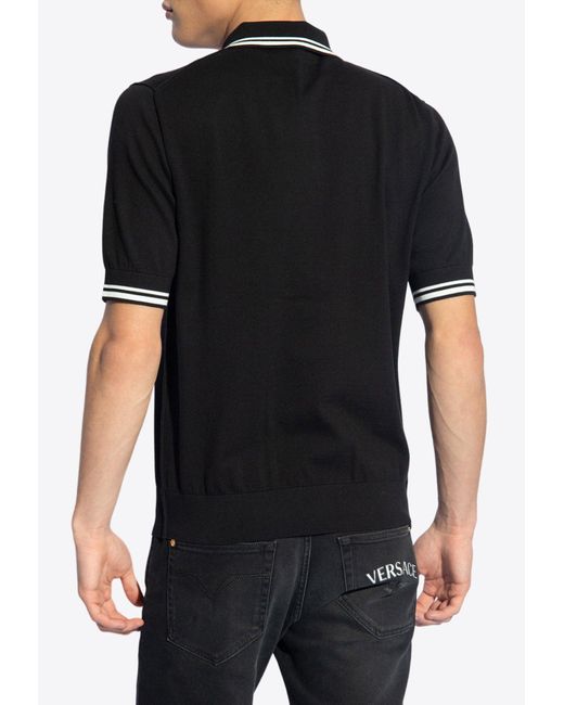 Dolce & Gabbana Black Logo-Embroidered Polo T-Shirt for men