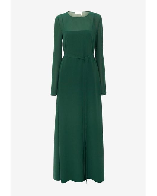 Chloé Green Long-Sleeved Silk Maxi Dress