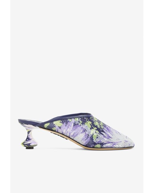 Loewe White Toy 45 Sequins Mules