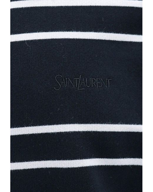 Saint Laurent Blue Striped Hooded Sweatshirt for men